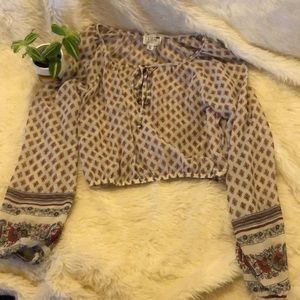 Shear Bohemian Long-sleeved Crop Top